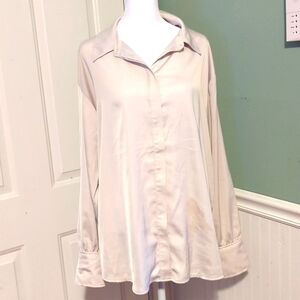 Prologue Long Sleeve Blouse Collared Hidden Buttons Large Career Events NWT